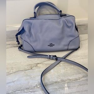 Coach Pebbled Leather Mist/Blue Lane Satchel Crossbody Bag